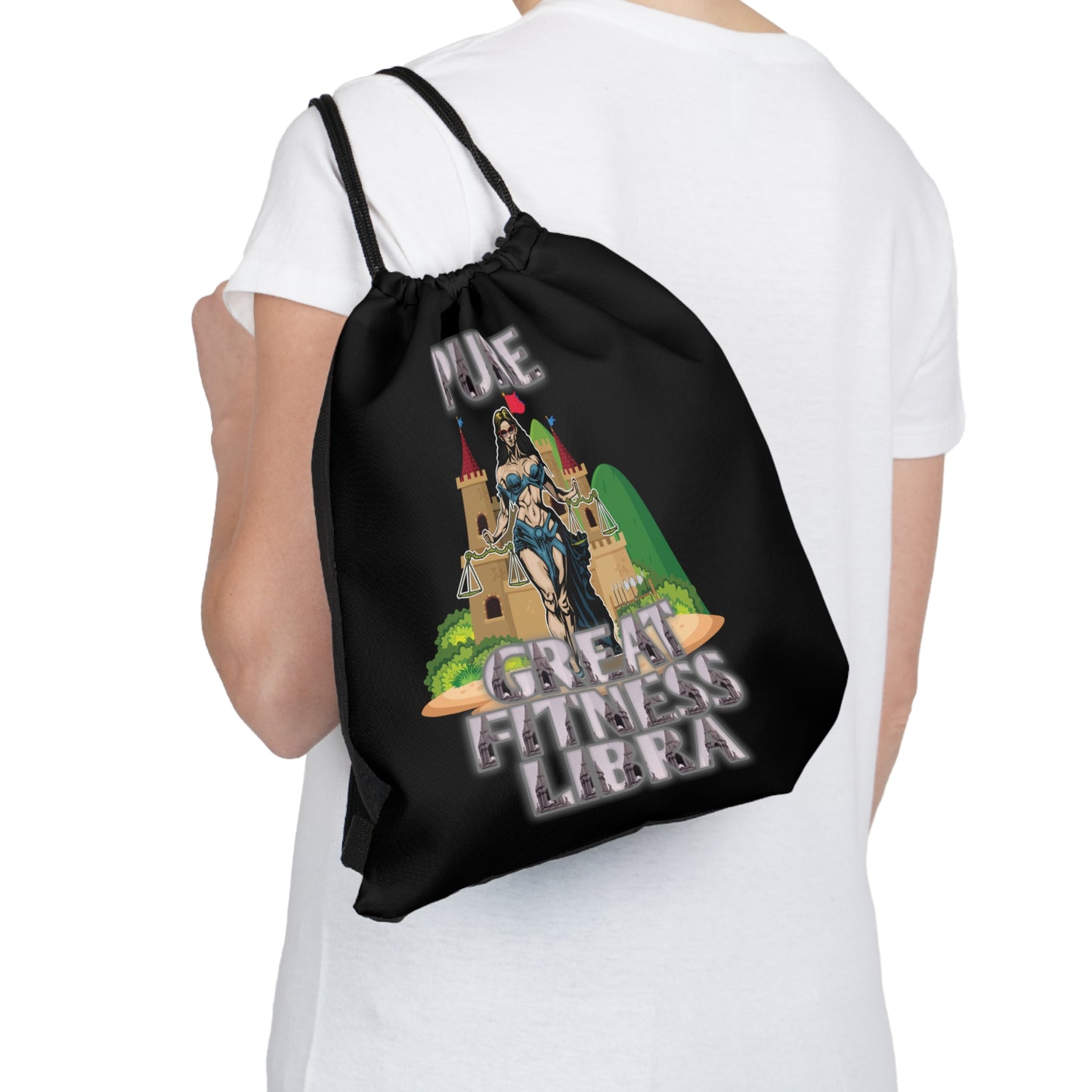 Outdoor Drawstring Bag Black Female Libra