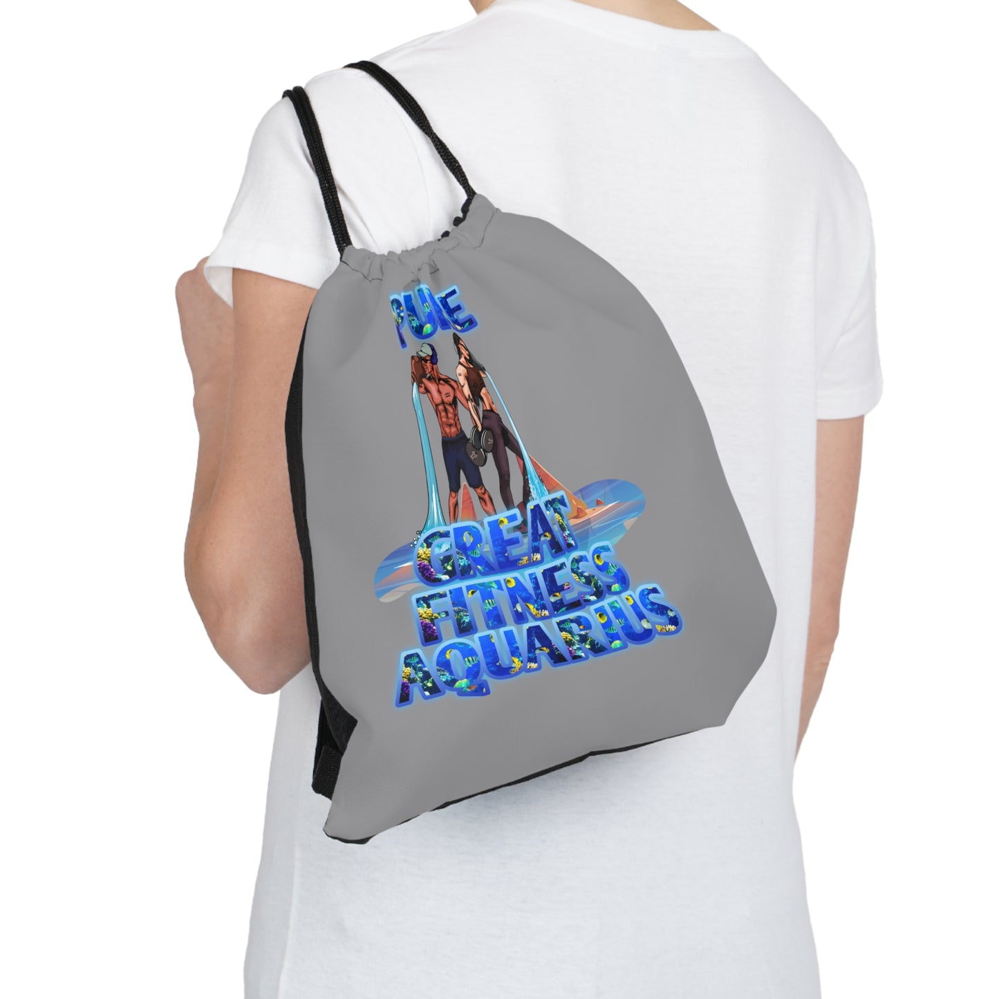 Outdoor Drawstring Bag Grey Aquarius