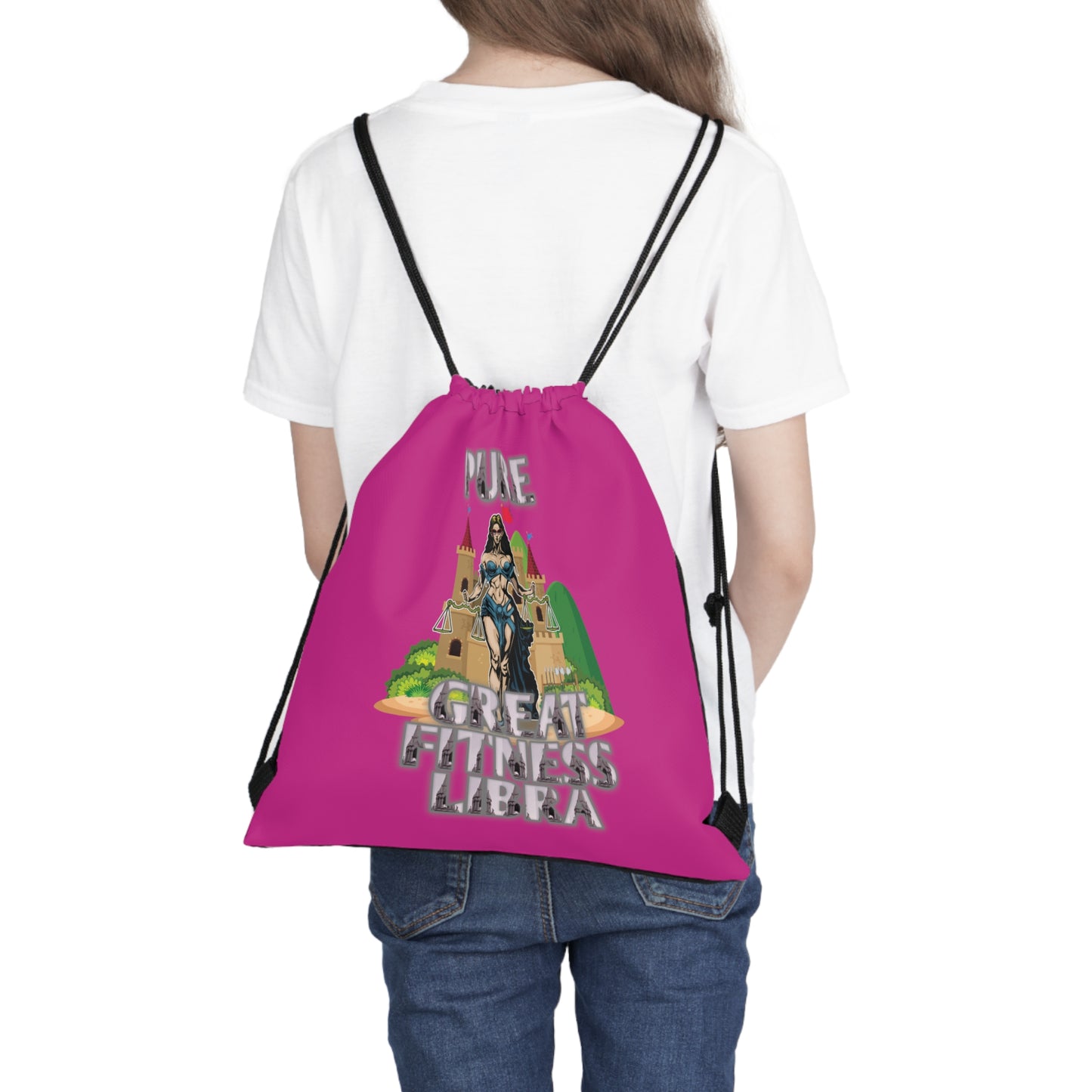 Outdoor Drawstring Bag Pink Female Libra