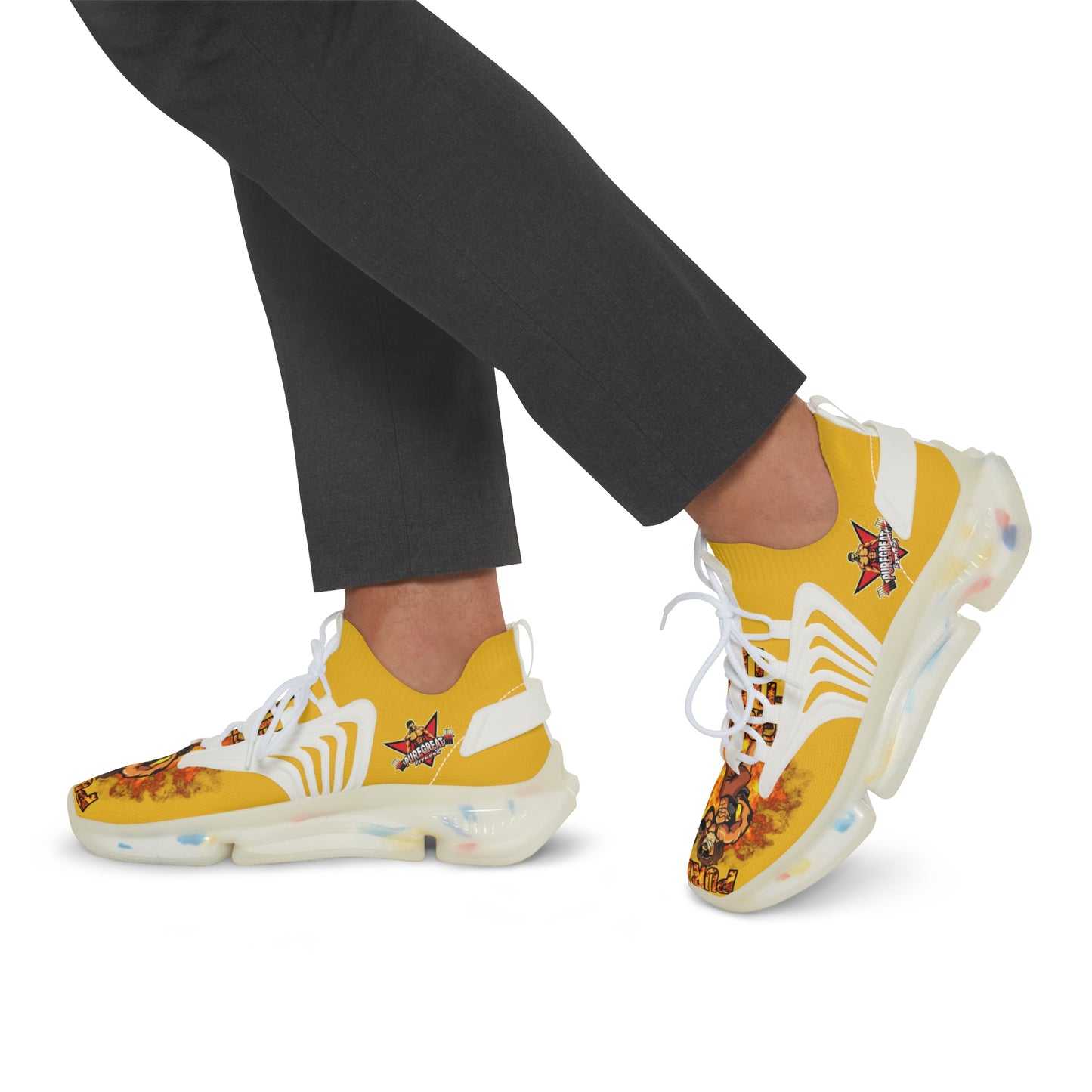 Men's Mesh Sneakers Yellow Leo