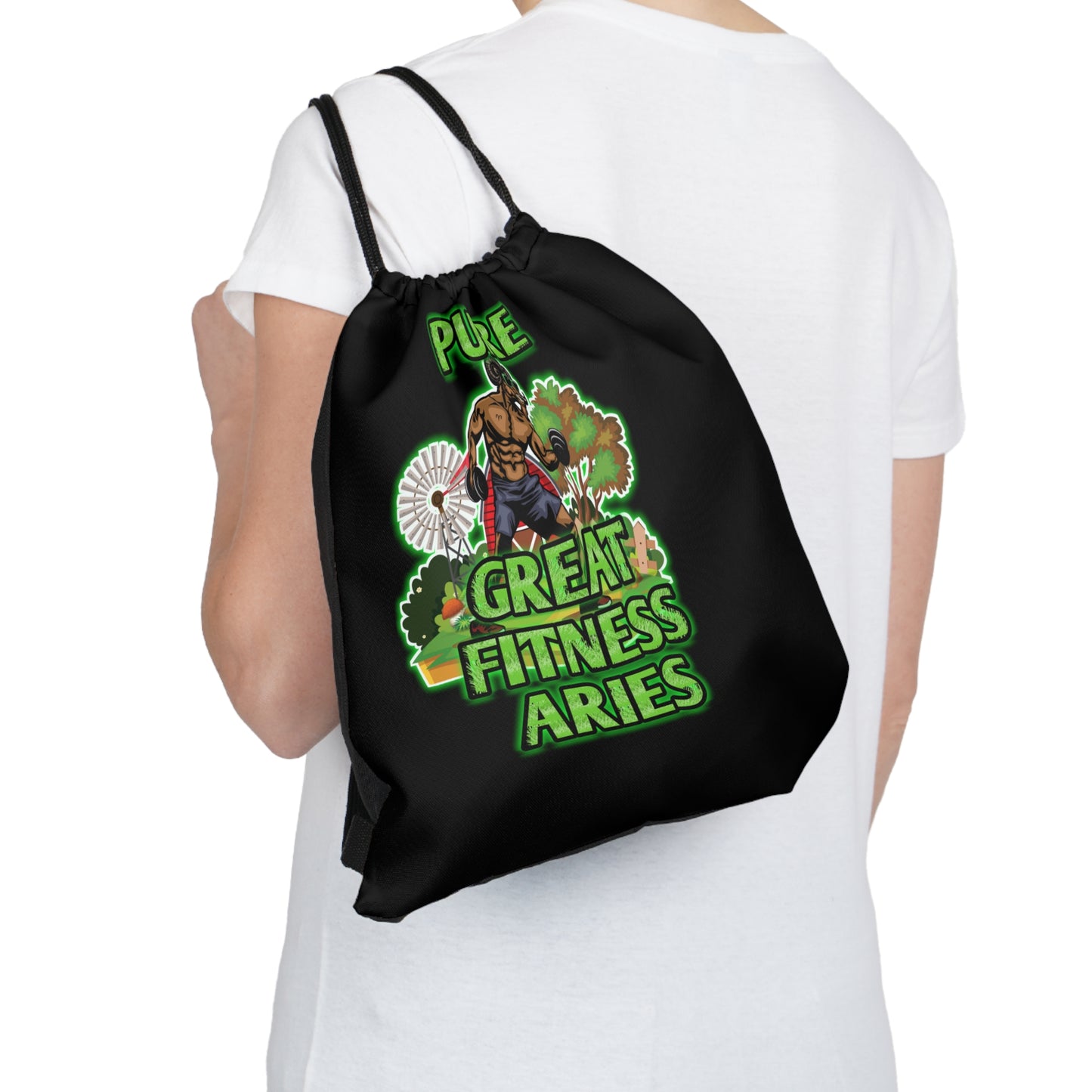 Outdoor Drawstring Bag Black Male Aries