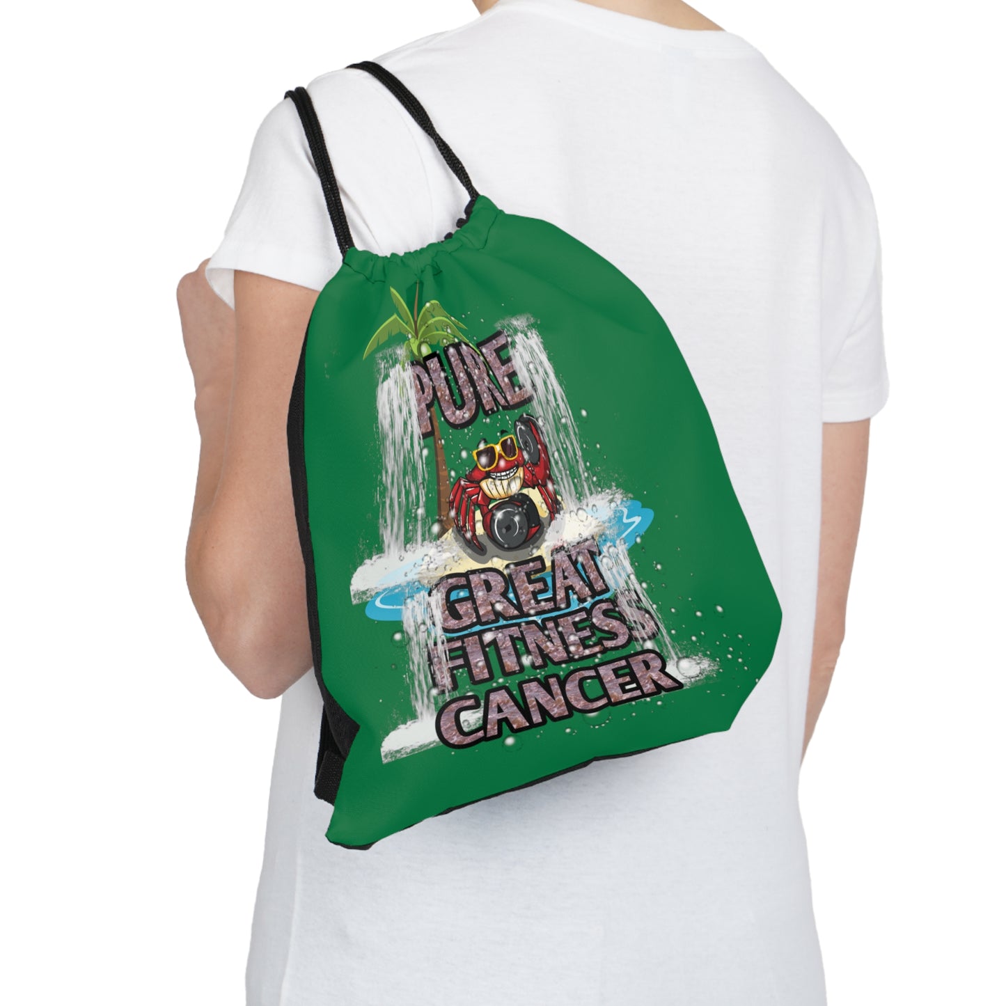 Outdoor Drawstring Bag Green Cancer