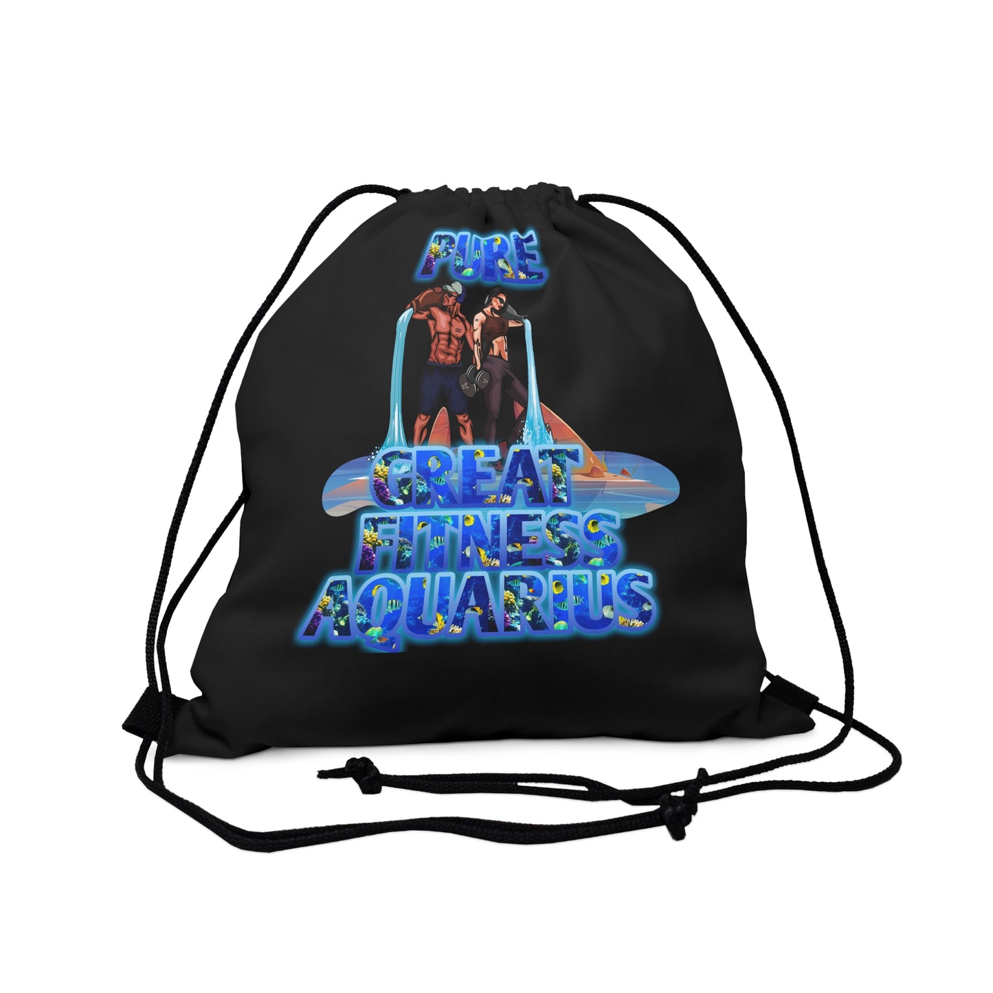 Outdoor Drawstring Bag Black Aquarius