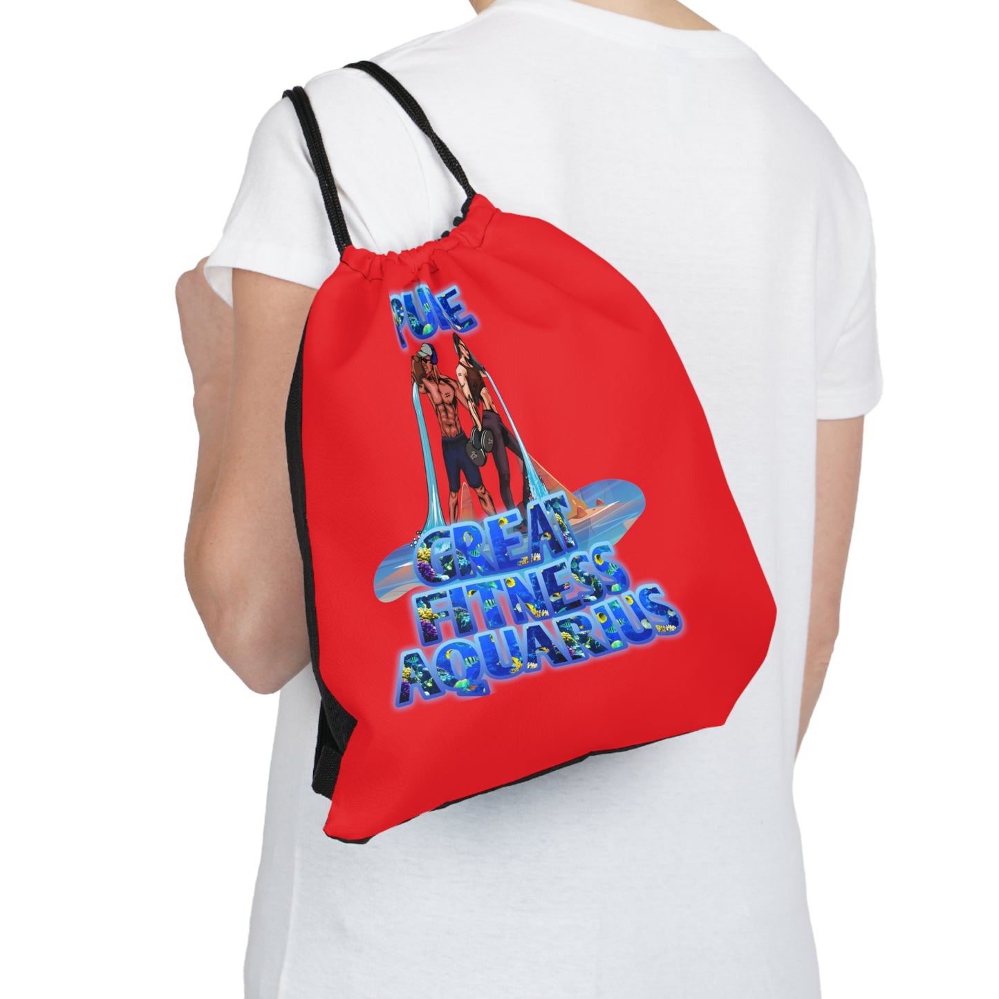 Outdoor Drawstring Bag Red Aquarius