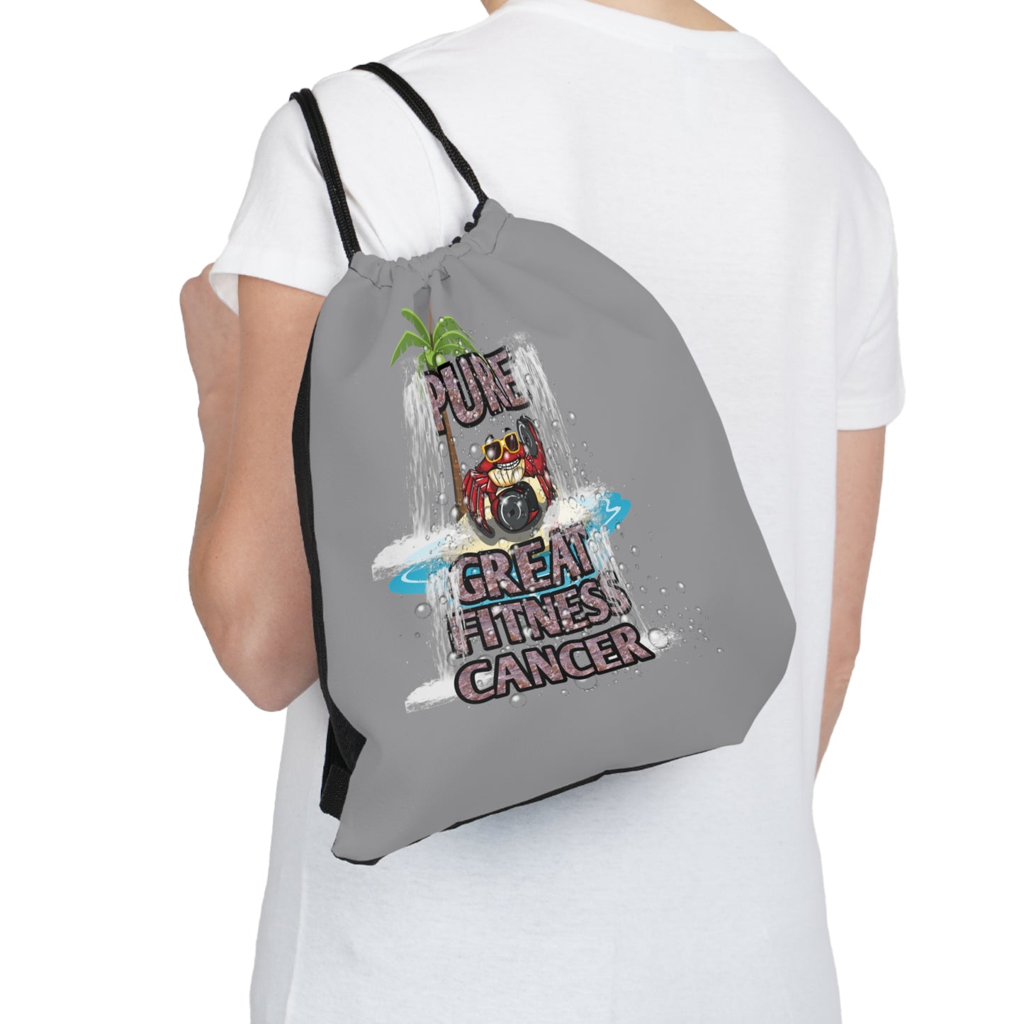 Outdoor Drawstring Bag Grey Cancer