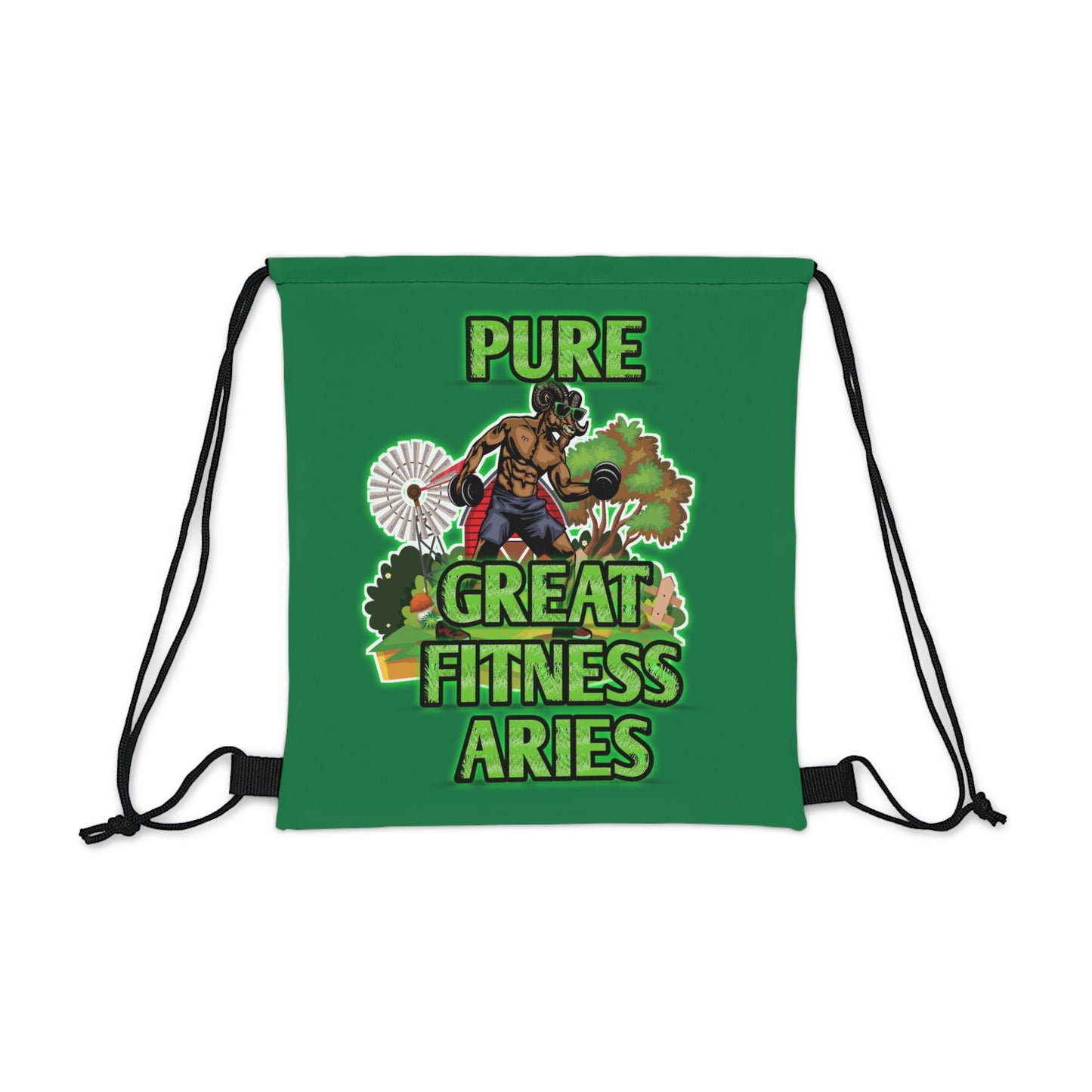 Outdoor Drawstring Bag Green Male Aries