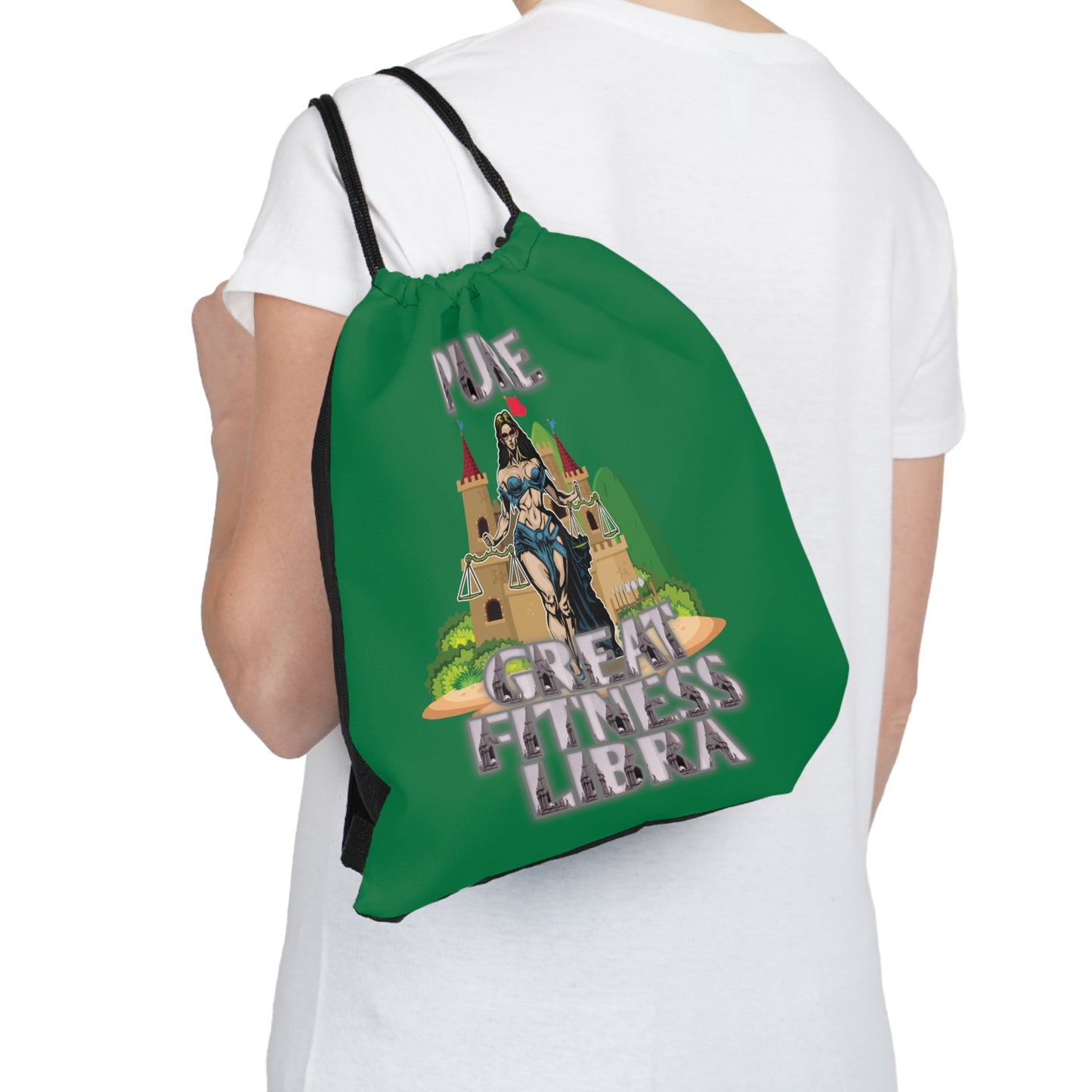 Outdoor Drawstring Bag Green Female Libra