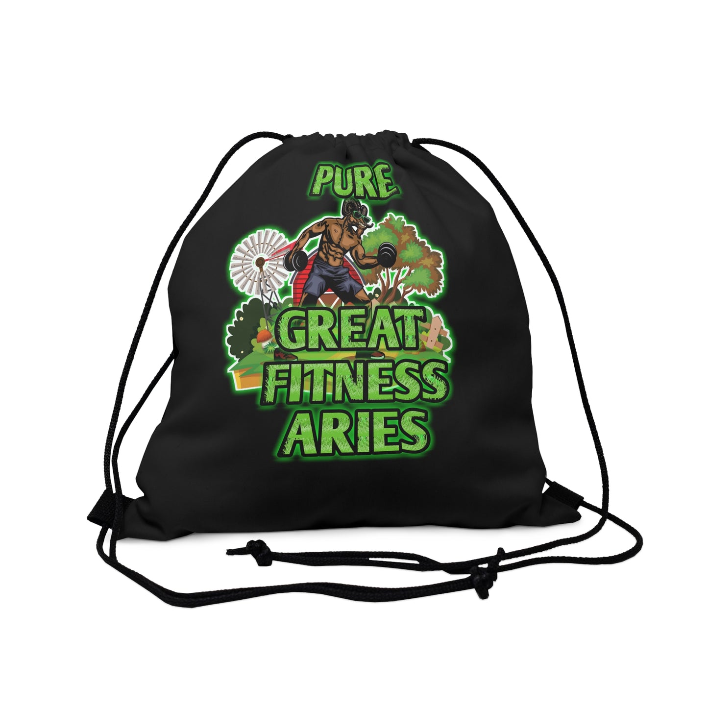 Outdoor Drawstring Bag Black Male Aries