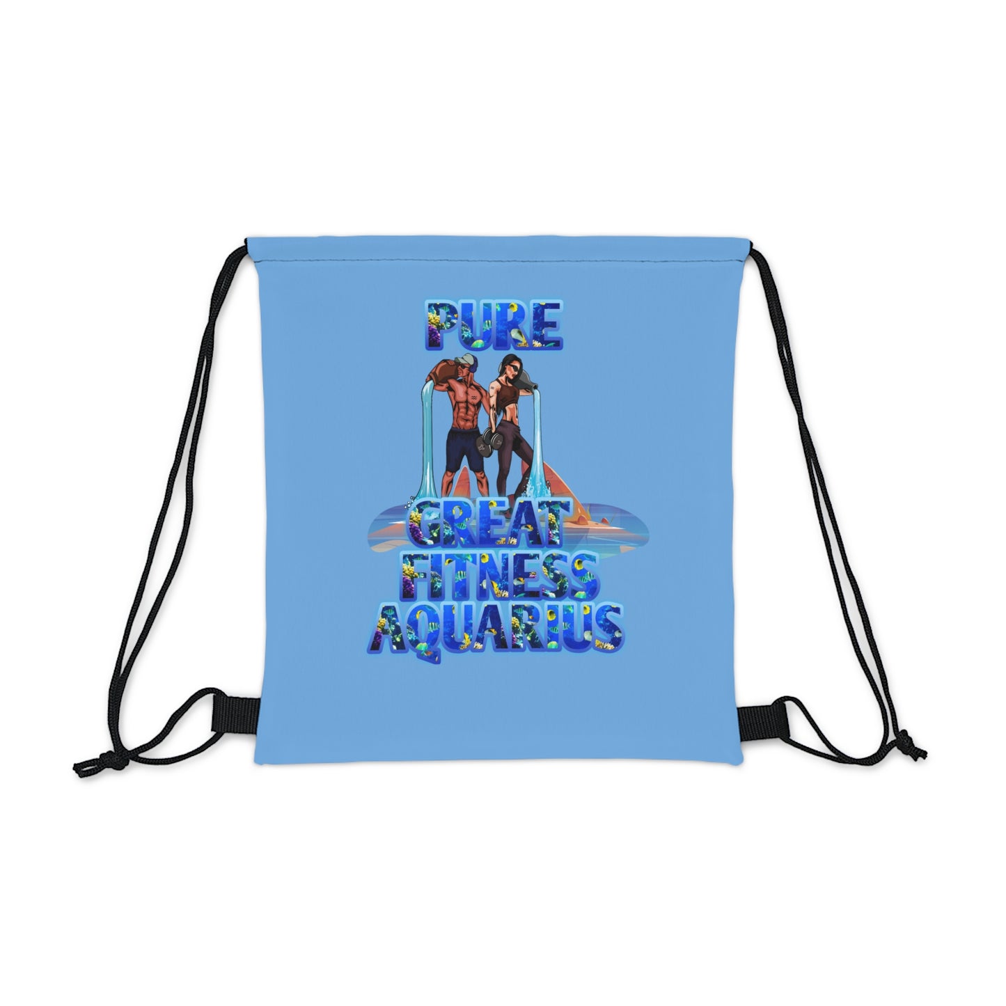 Outdoor Drawstring Bag Blue Aquarius