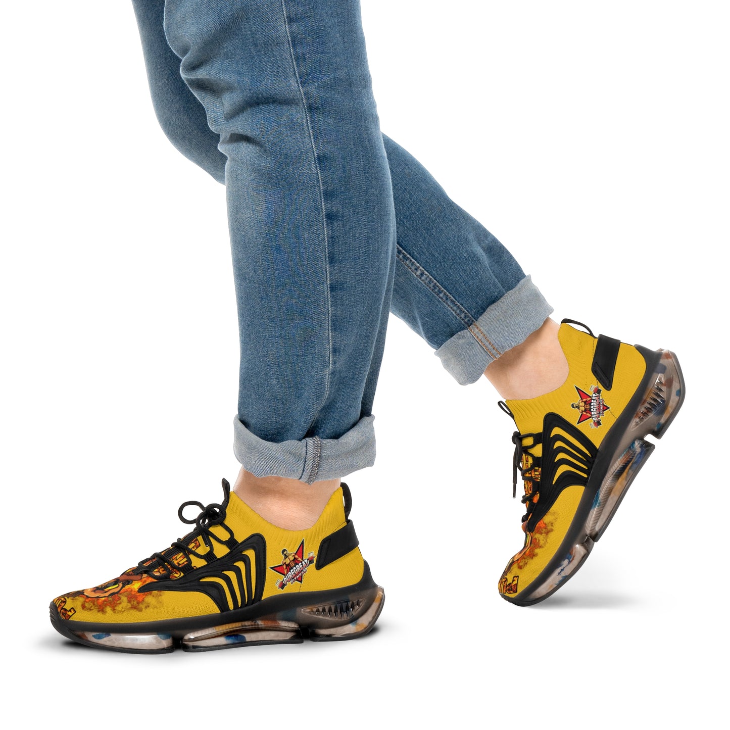 Men's Mesh Sneakers Yellow Leo