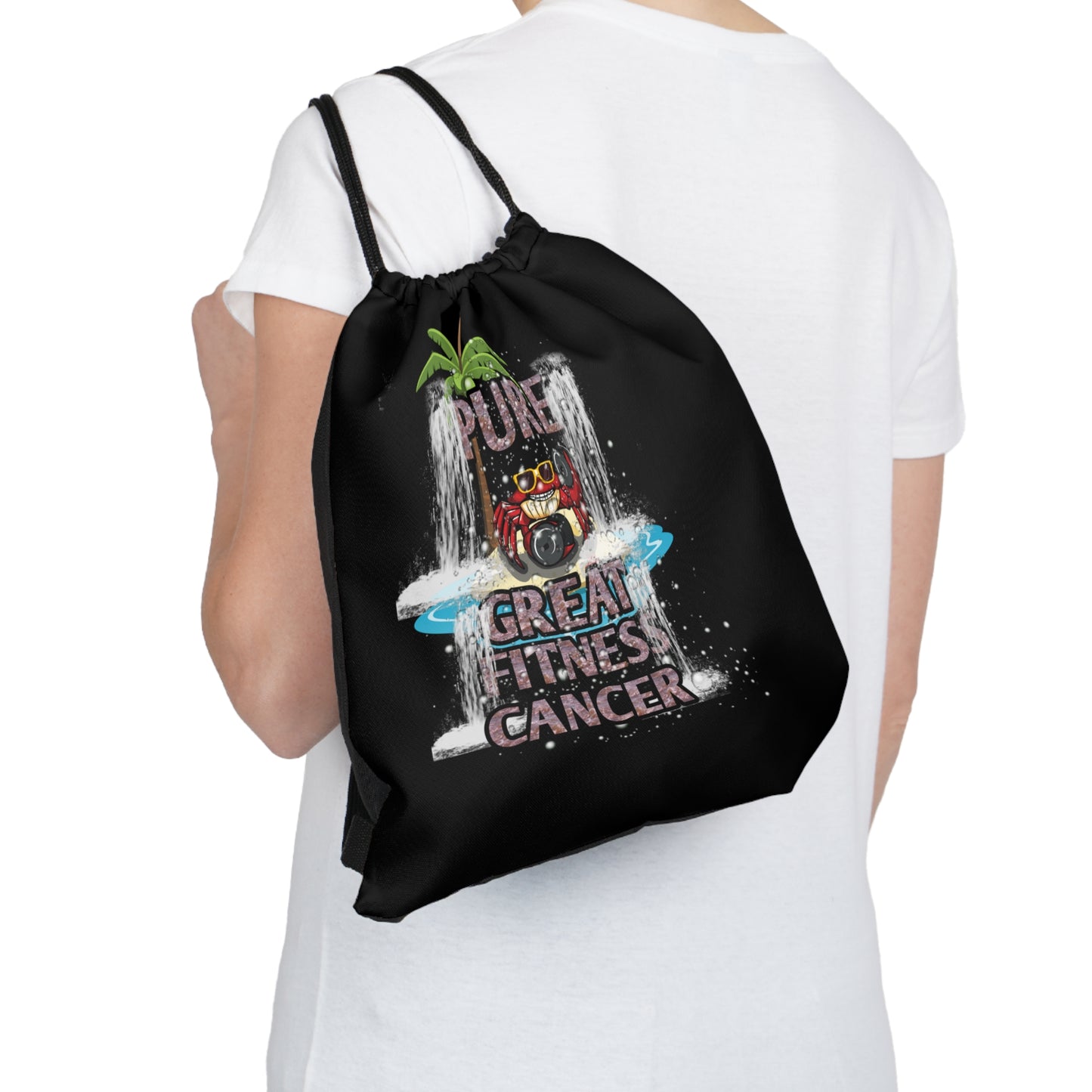 Outdoor Drawstring Bag Black Cancer