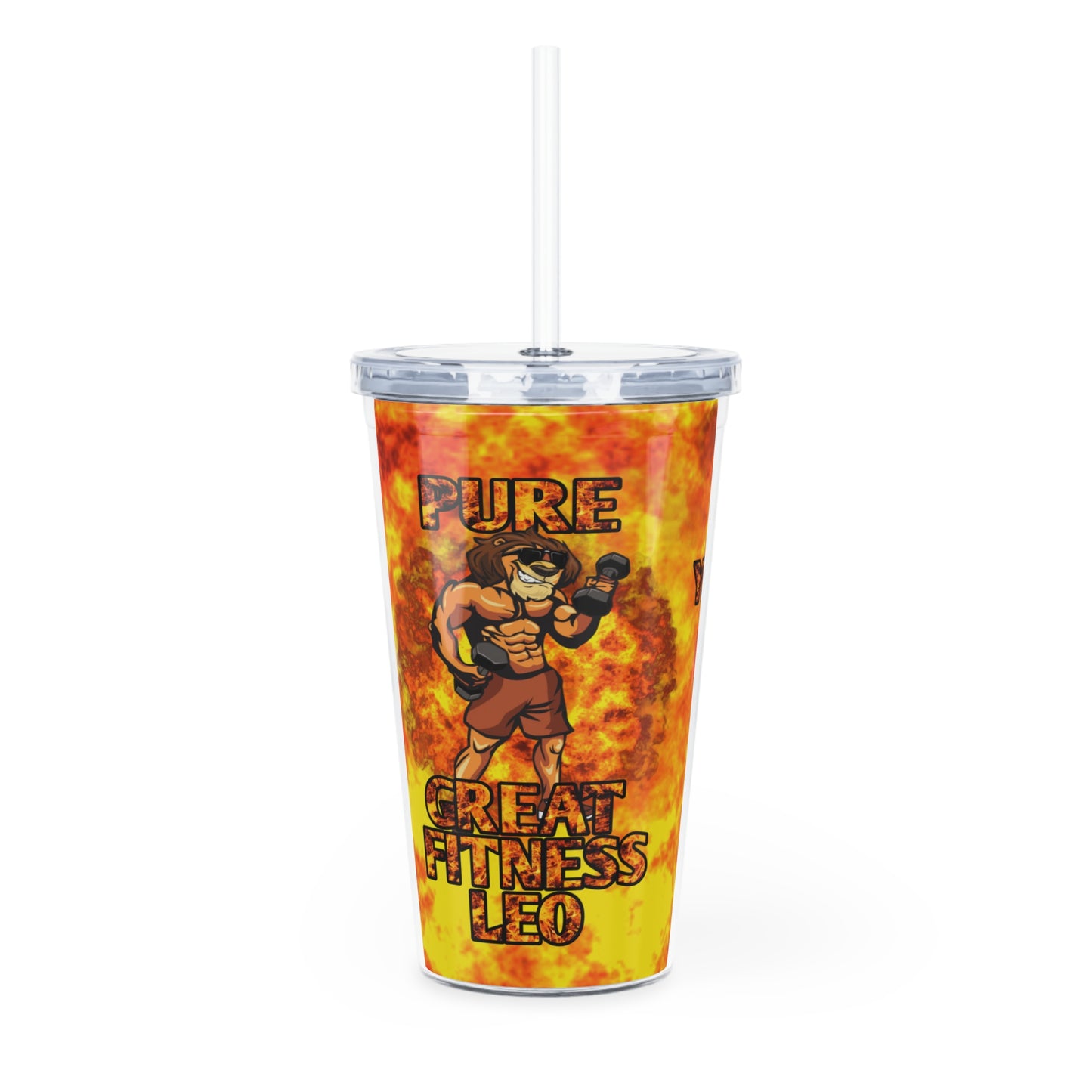 Plastic Tumbler with Straw Male Leo