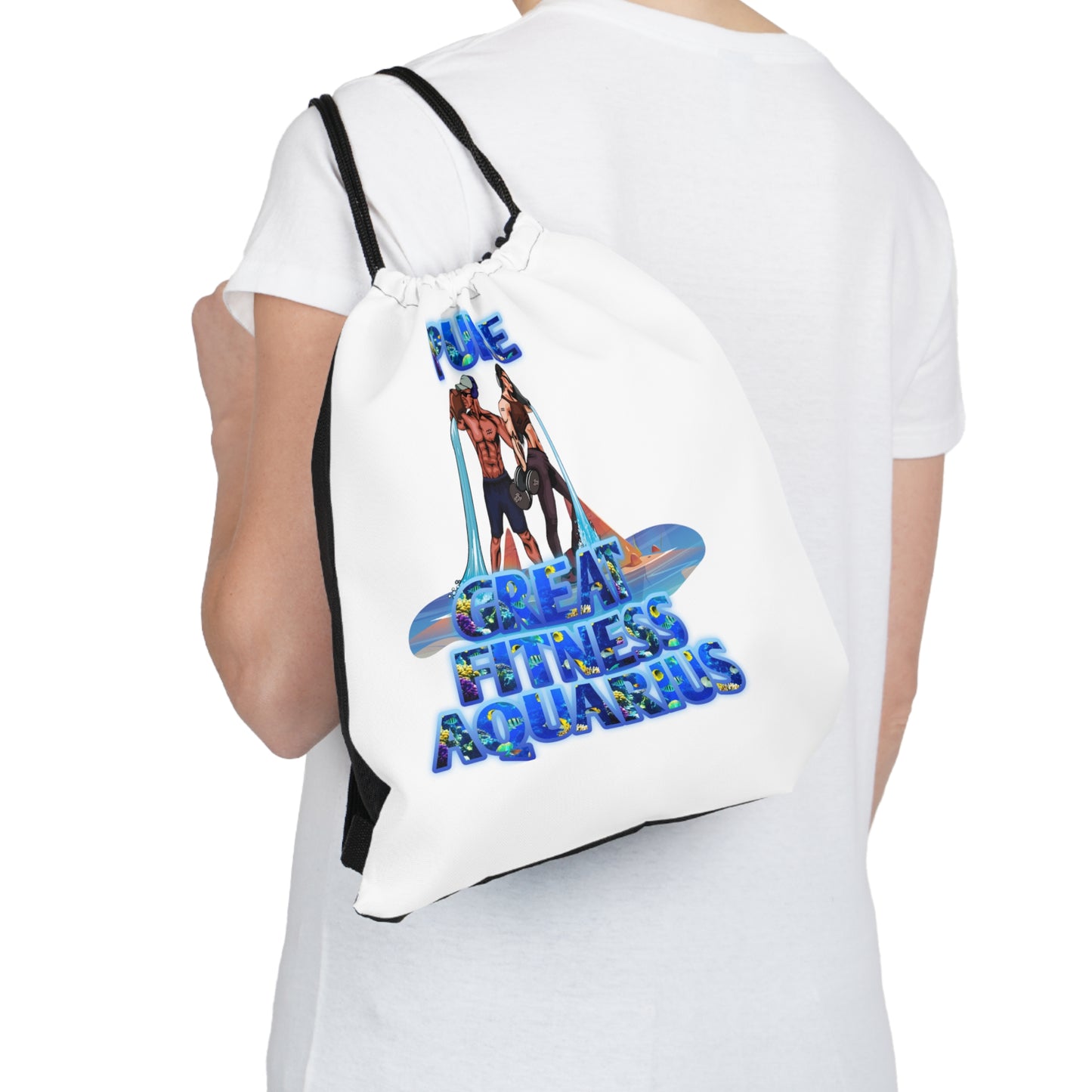 Outdoor Drawstring Bag White Aquarius