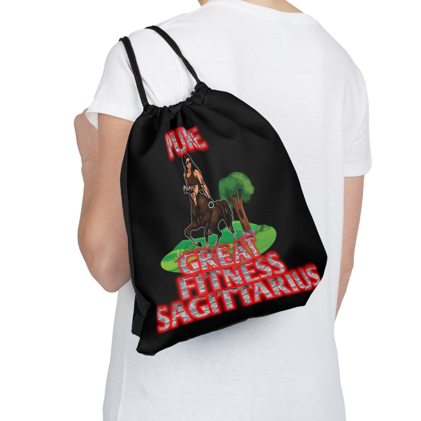 Outdoor Drawstring Bag Black Female Sagittarius