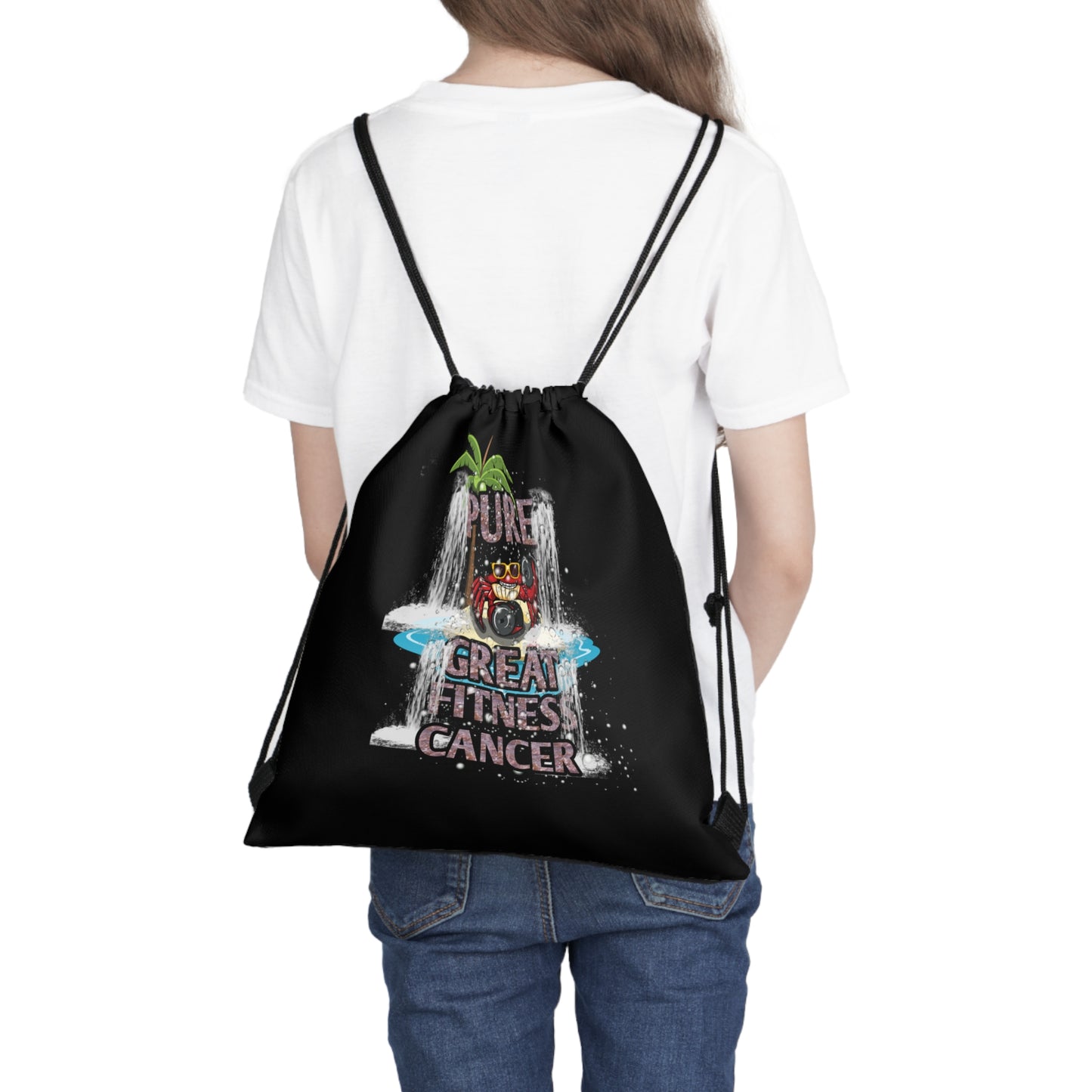 Outdoor Drawstring Bag Black Cancer