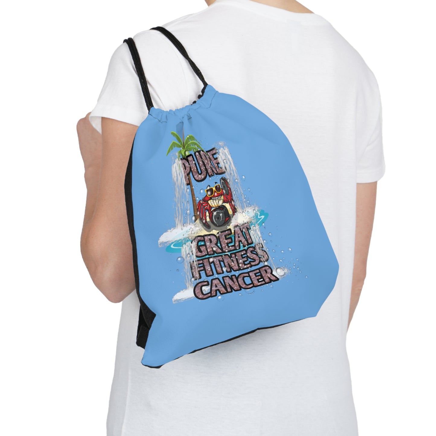 Outdoor Drawstring Bag Blue Cancer