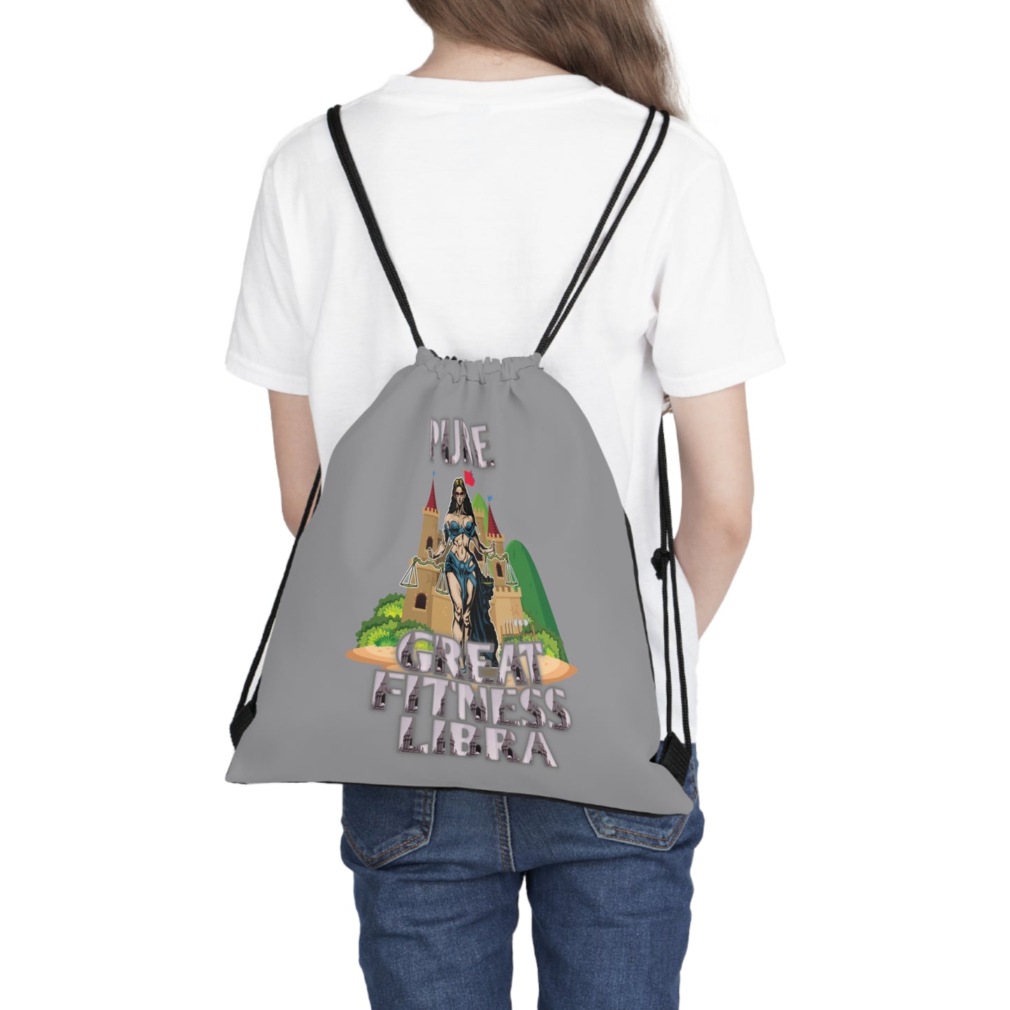 Outdoor Drawstring Bag Grey Female Libra