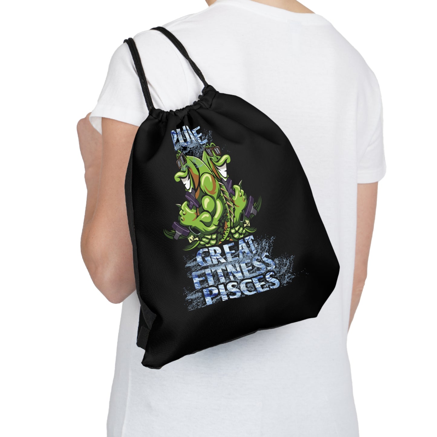 Outdoor Drawstring Bag Black Male Pisces