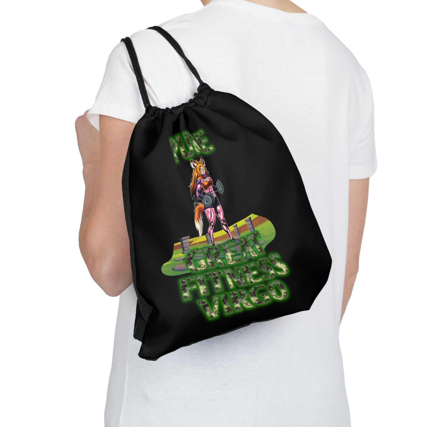 Outdoor Drawstring Bag Black Female Virgo