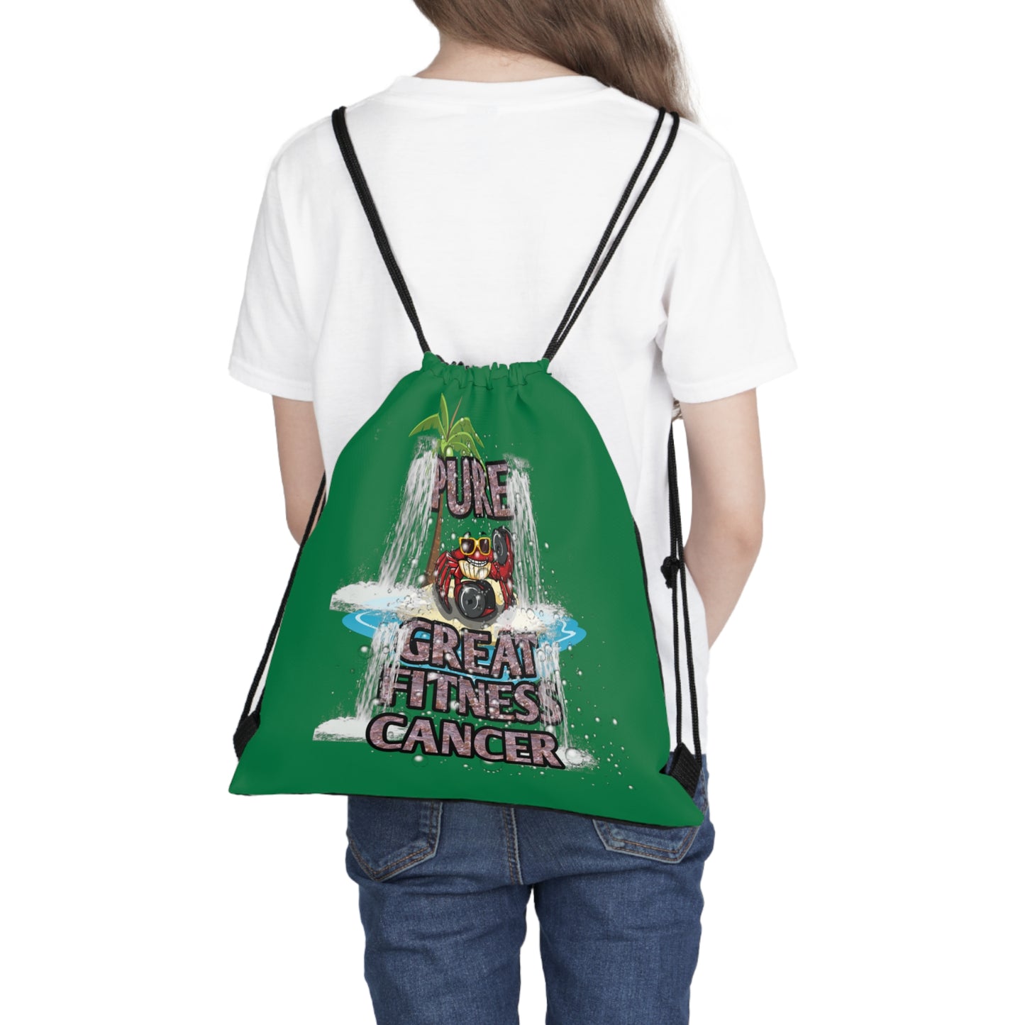 Outdoor Drawstring Bag Green Cancer