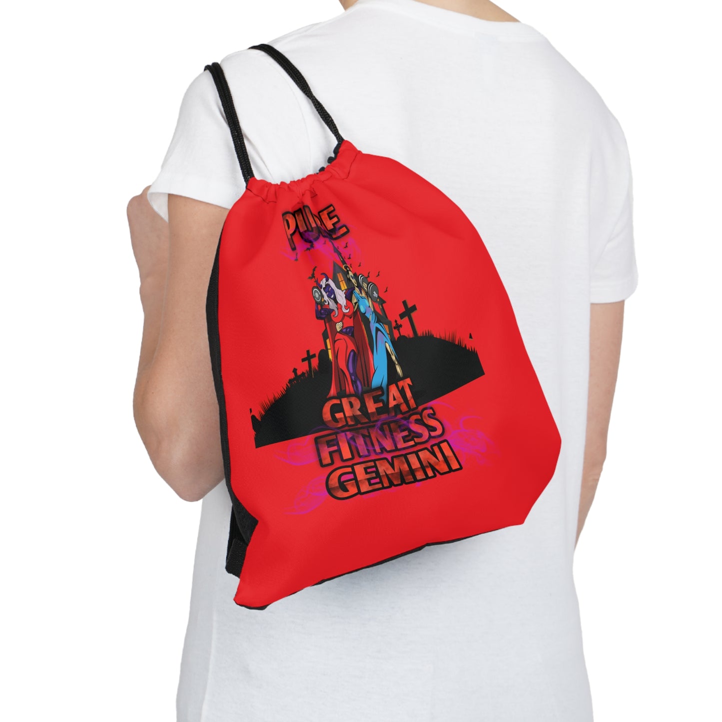 Outdoor Drawstring Bag Red Gemini