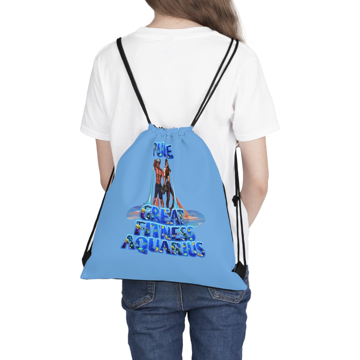 Outdoor Drawstring Bag Blue Aquarius