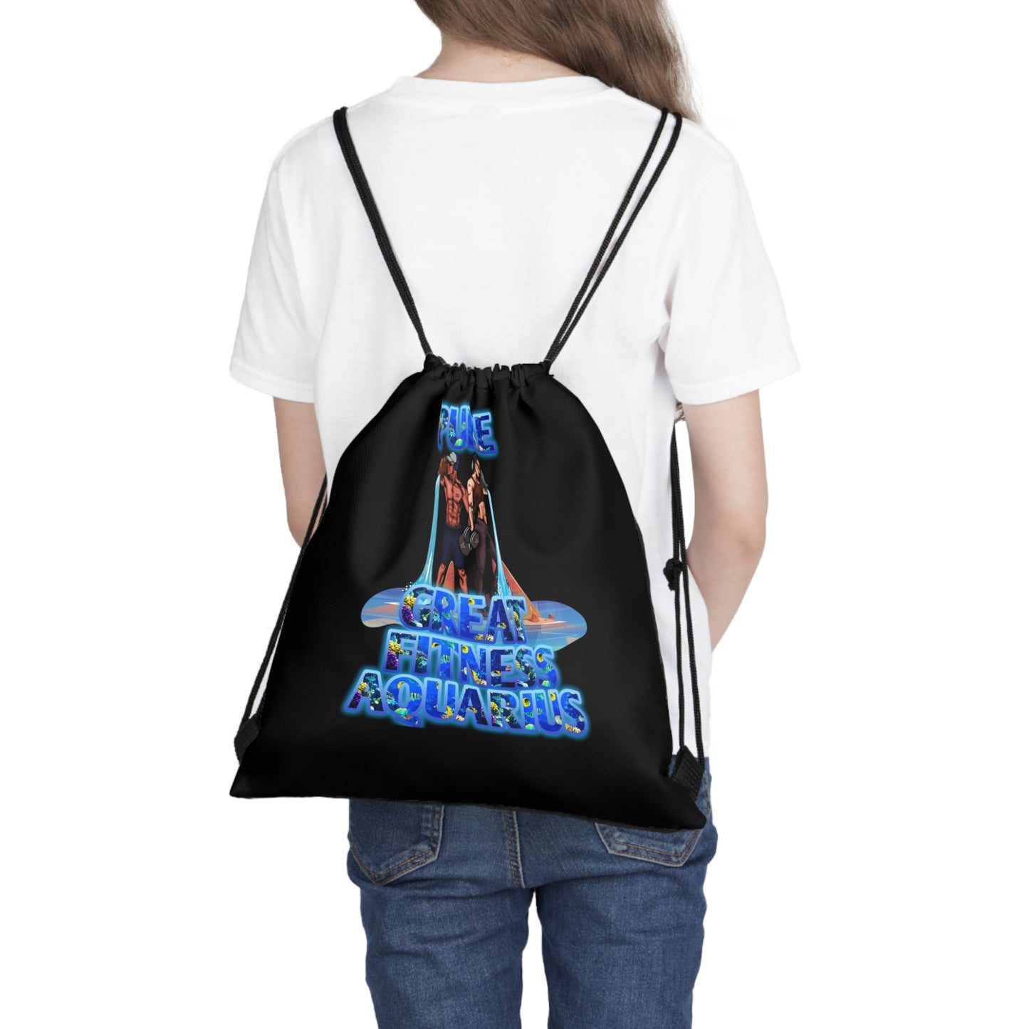 Outdoor Drawstring Bag Black Aquarius