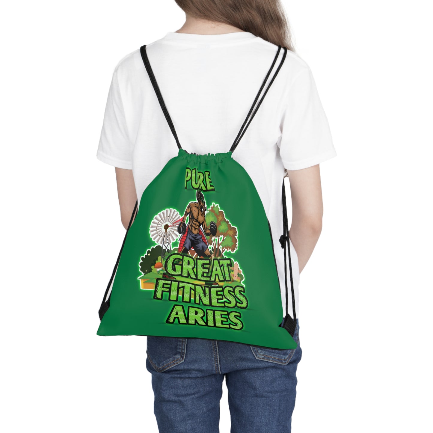 Outdoor Drawstring Bag Green Male Aries