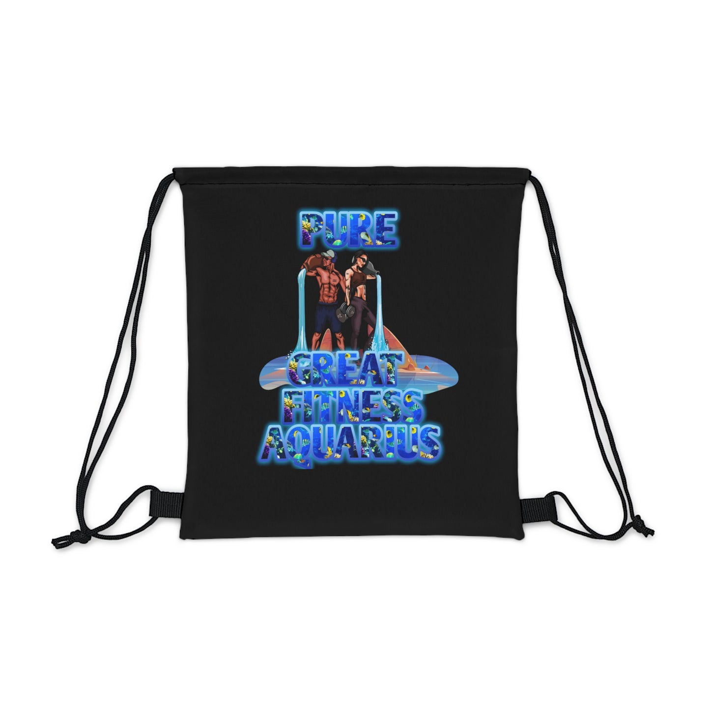 Outdoor Drawstring Bag Black Aquarius