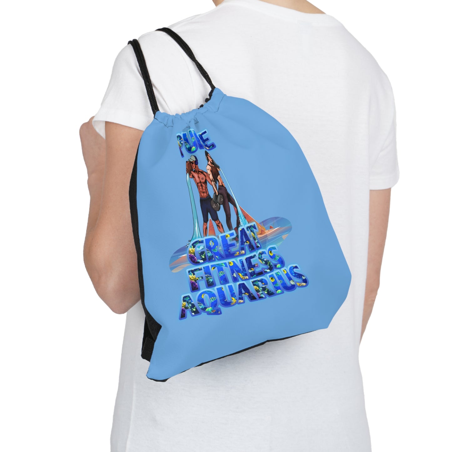 Outdoor Drawstring Bag Blue Aquarius